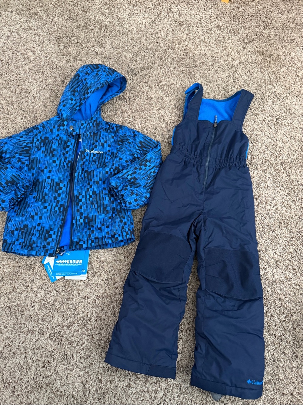 Columbia boys snow bibs and jacket.  XXS 4/5